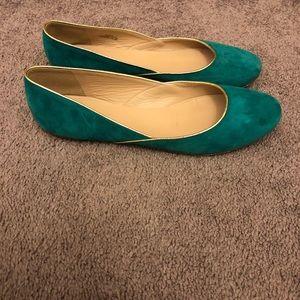 J.Crew Piped Suede Ballet Flat - emerald green 10
